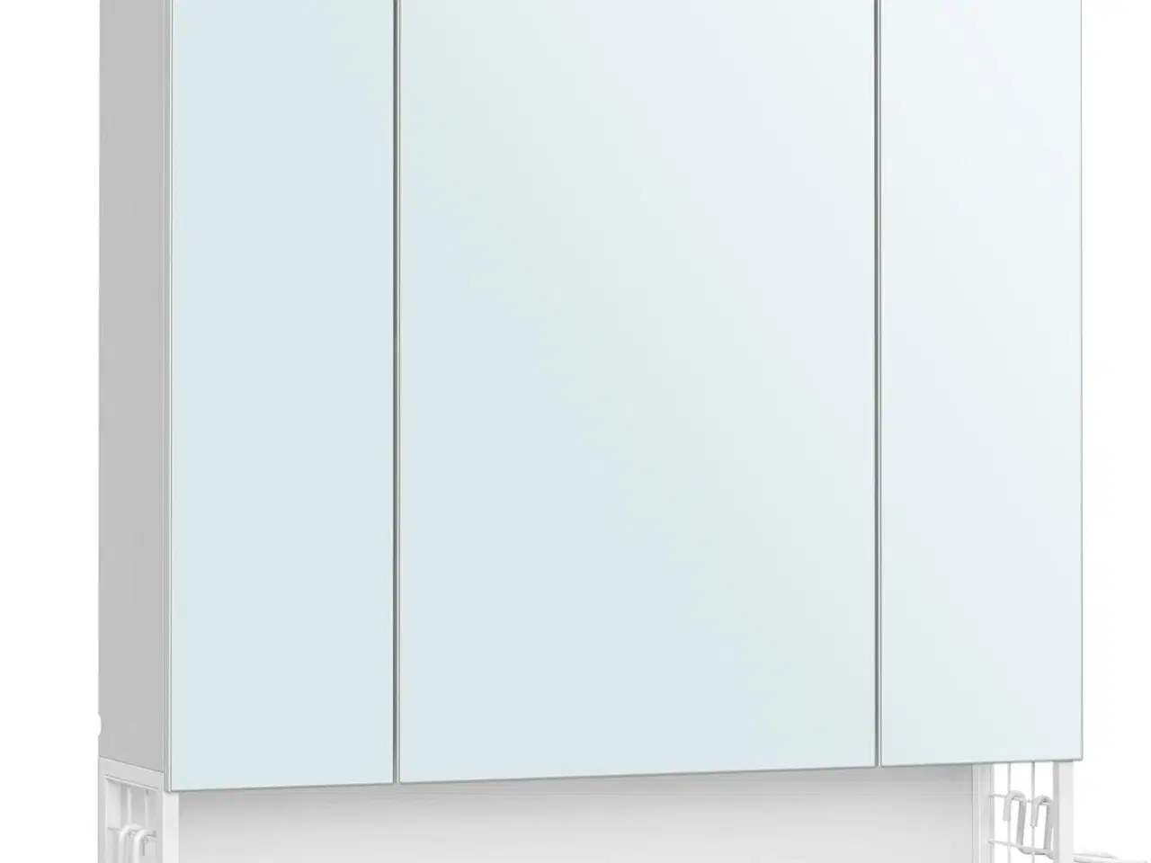 Billede 1 - Spejlskab med 3 låger – vægskab med stikkontakter, USB, hængebakke og føntørrer-holder, 70 × 75 × 16,5 cm – cloud hvid