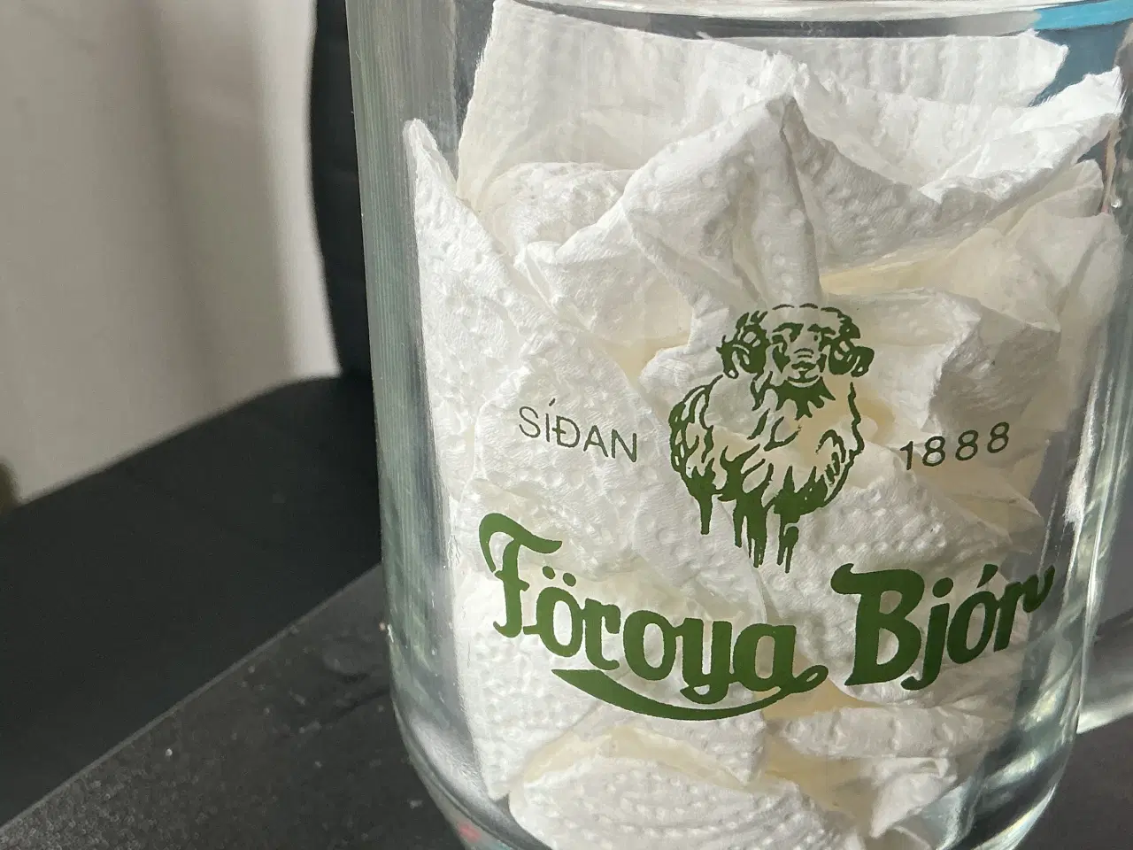 Billede 6 - Vintage Föroya Bjór ølglas – fransk produktion