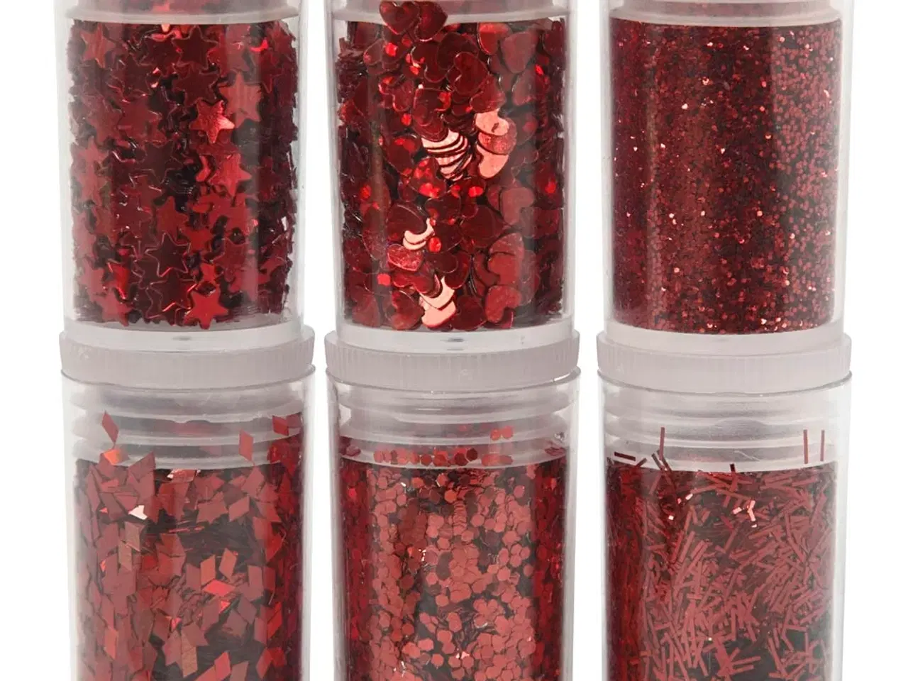 Billede 1 - Bio-glimmer &amp; Pailletter, rød, 6x7ml/ 1 pk.