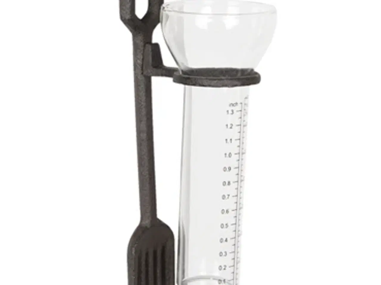 Billede 1 - Støbejern, Lille regnmåler med rive