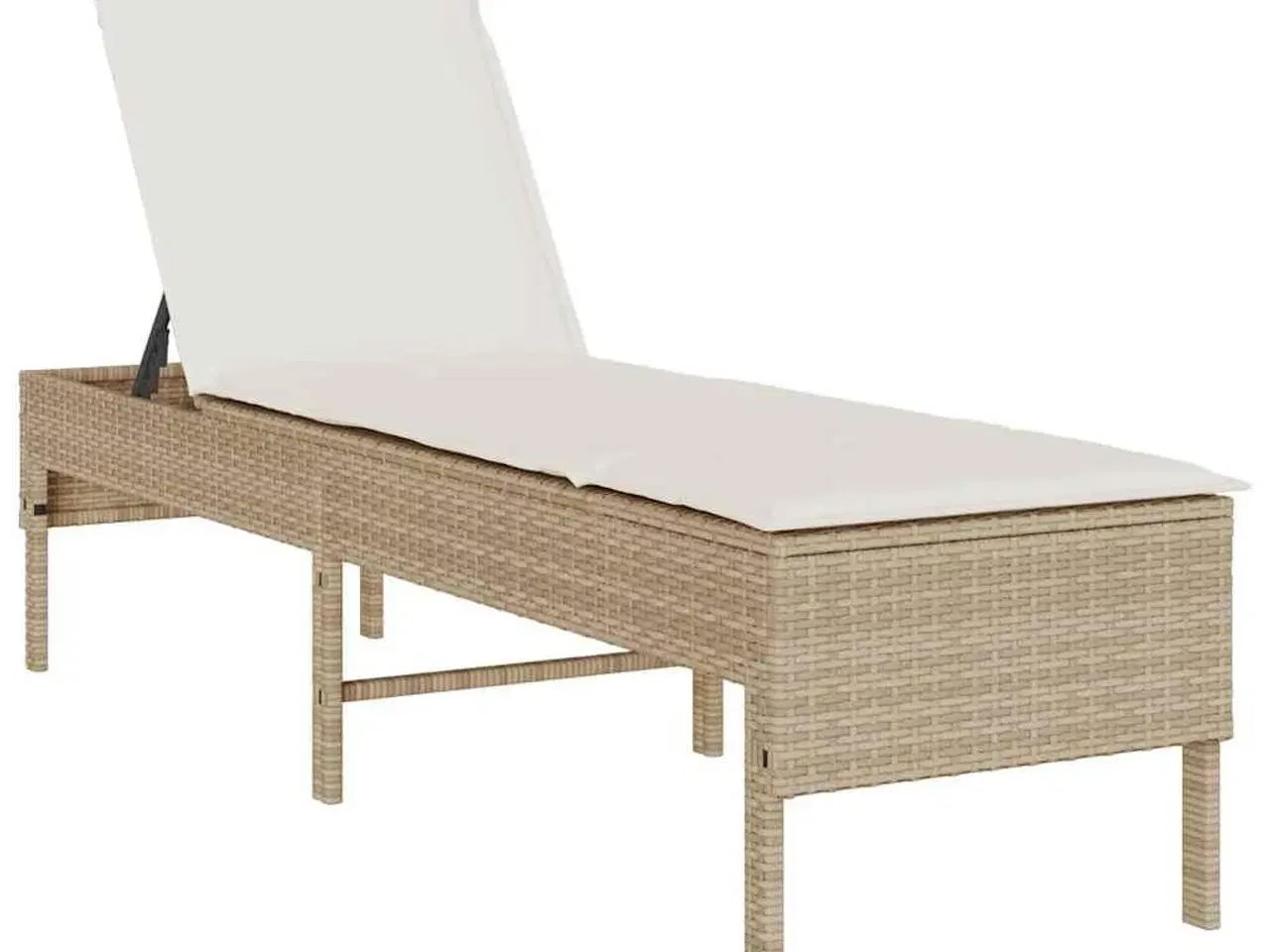 Billede 2 - Liggestol med hynde 55x200x44 cm polyrattan beige