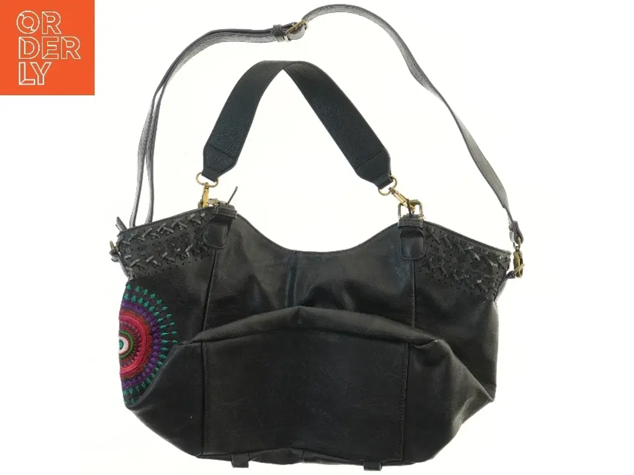Billede 2 - Skuldertaske med broderi fra Desigual (str. 43,5x31 cm)