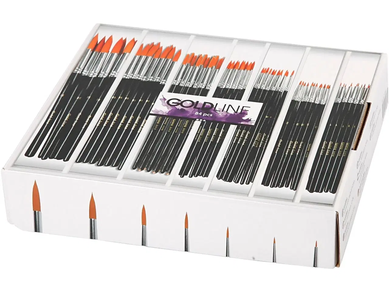 Billede 1 - Nylon Pensler, 1+2+4+8+12+18+22, L: 17-21 cm, B: 1-7 mm, rund, 7x12stk./ 1 pk.
