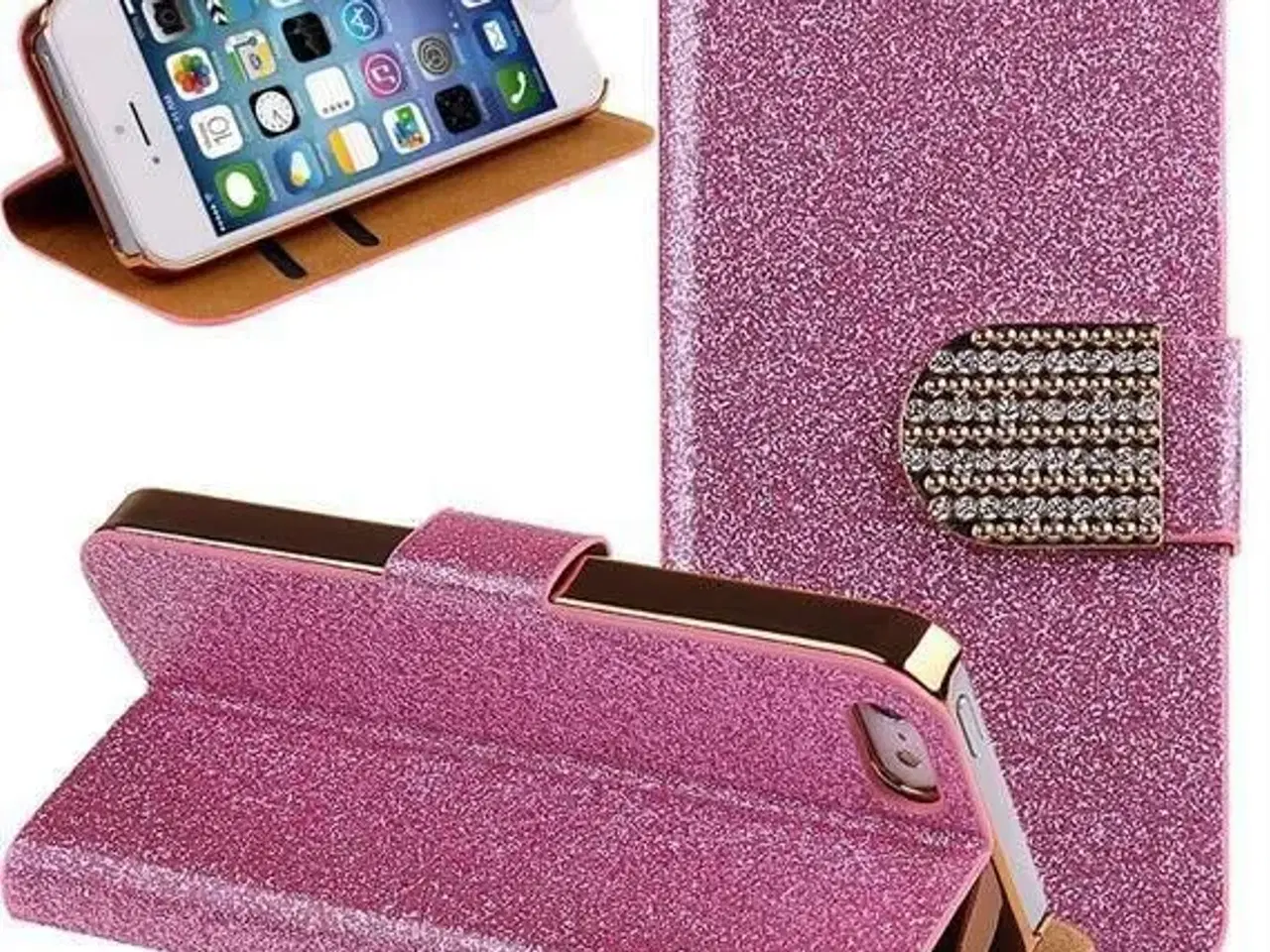 Billede 8 - Lyser�ød glimmer flip cover til iPhone 