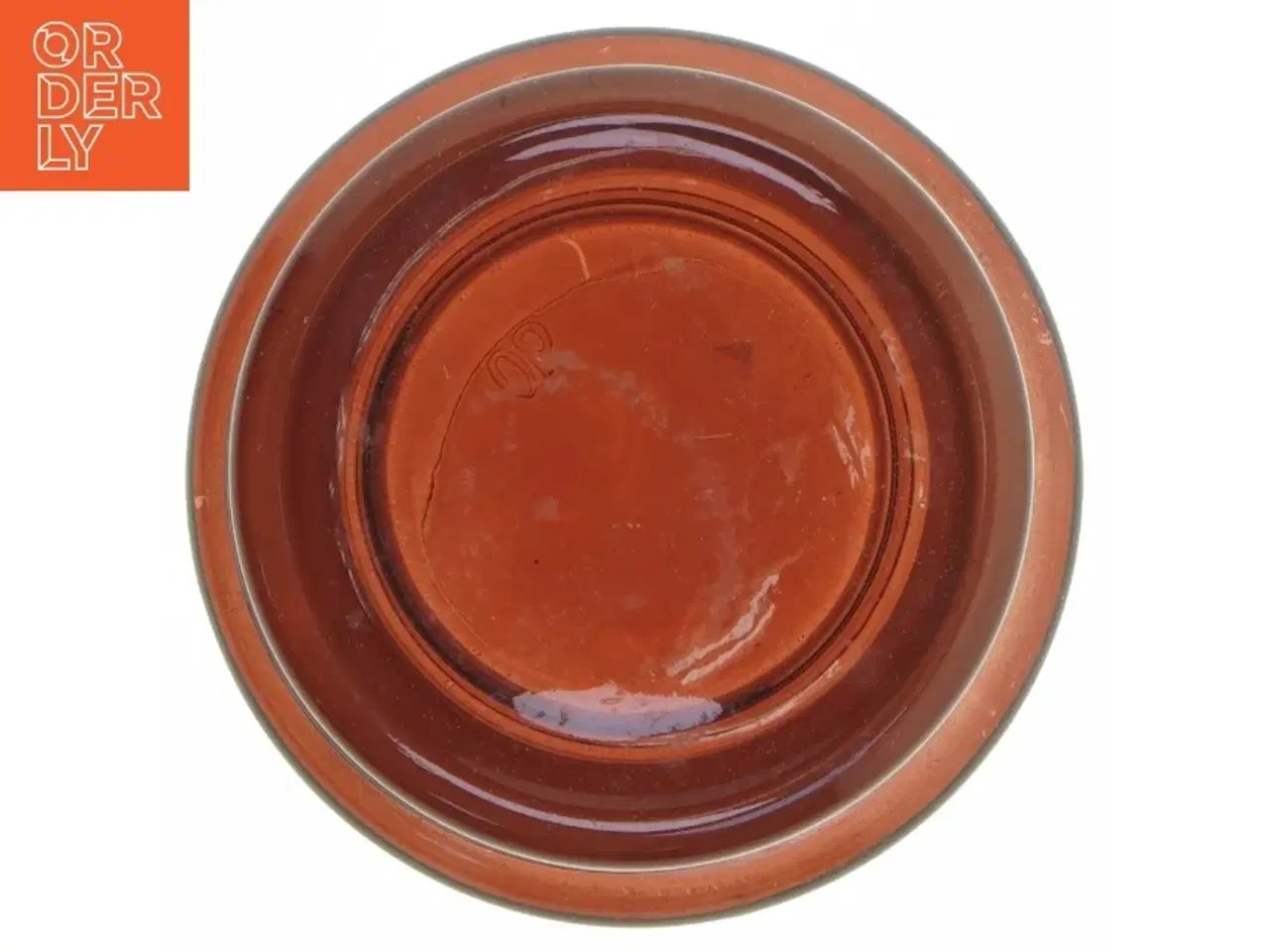 Billede 3 - Ravfarvet opbevaringsglas (str. Ø. 10 cm. længde. 13 cm)