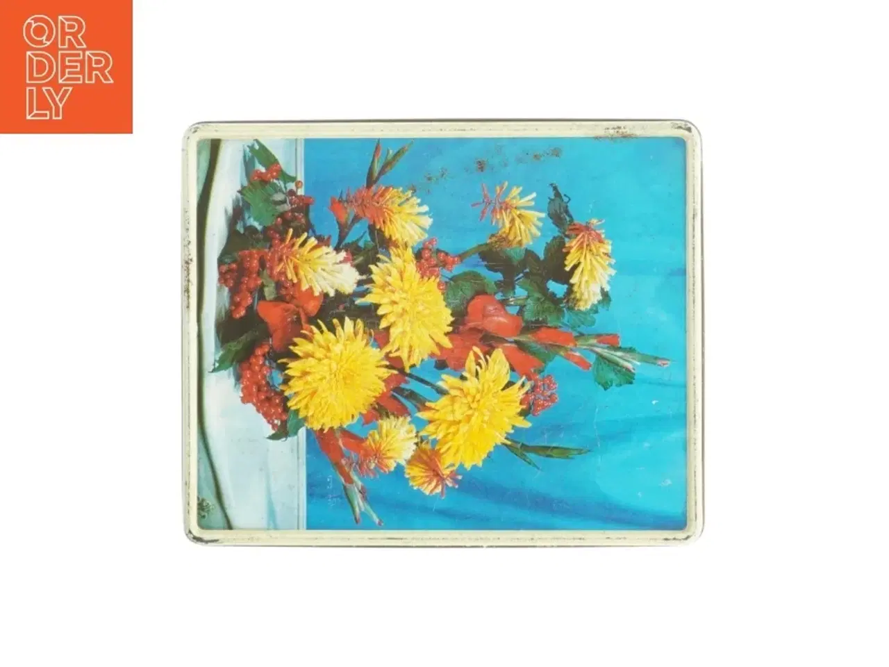 Billede 7 - Antik Blå metaldåse med blomstermotiv fra Blue Bird Confectionery (str. 20,5 x 17 cm)