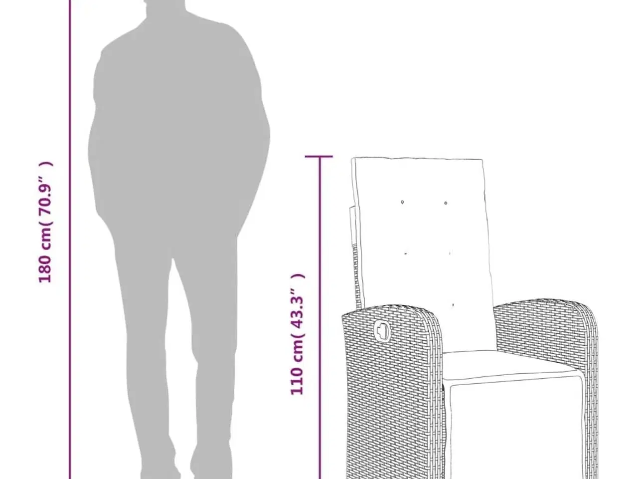Billede 11 - Havestol med justerbart ryglæn og fodstøtte polyrattan sort