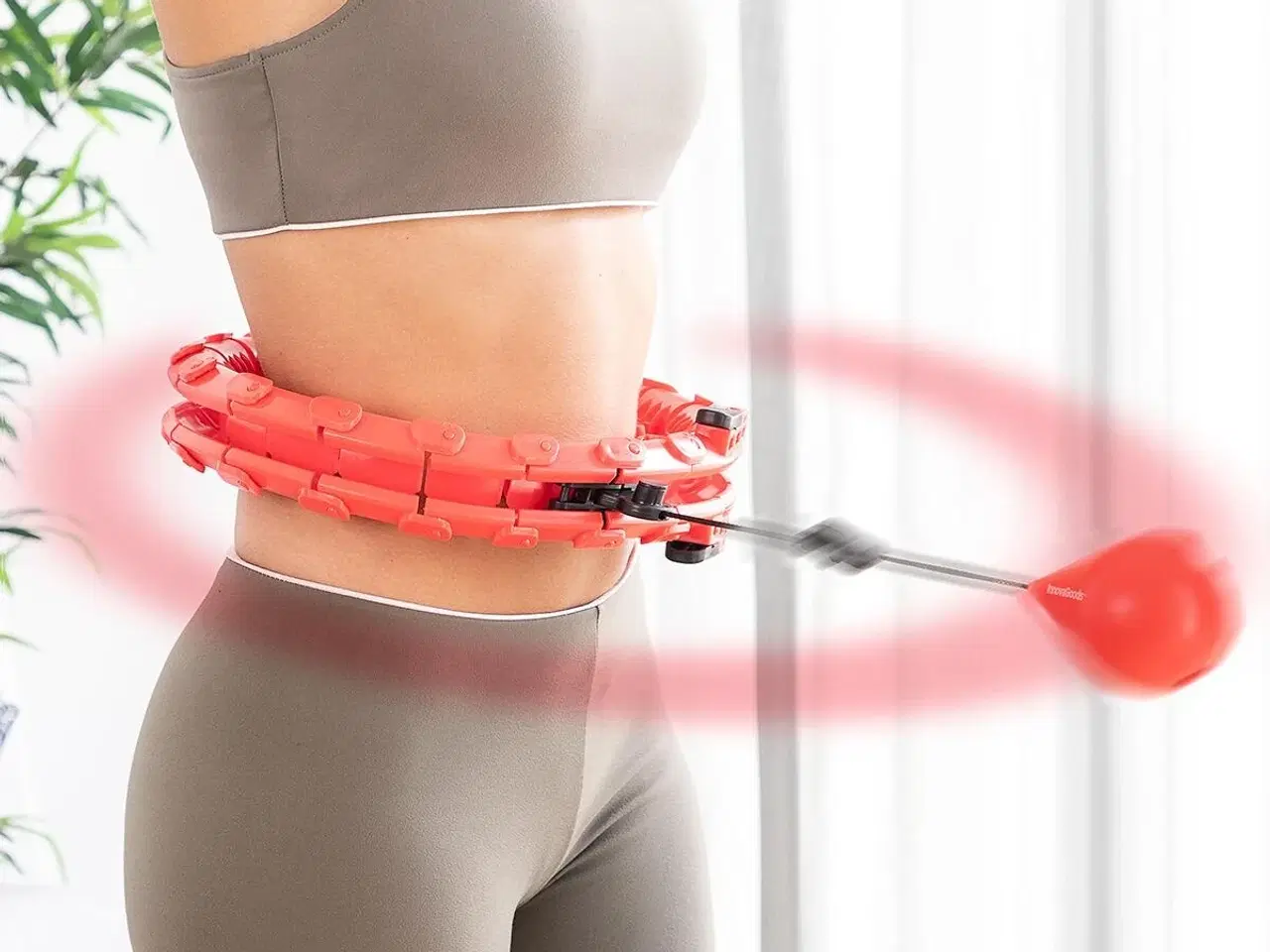 Billede 9 - Fittehoop - justerbar smart fitness hoop med vægt, rød (OUTLET B)