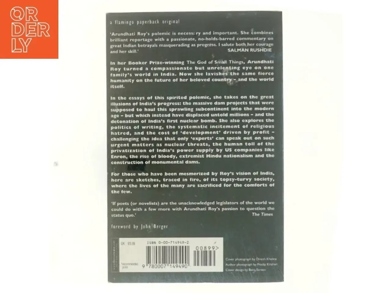 Billede 3 - The algebra of infinite justice af Arundhati Roy (Bog)