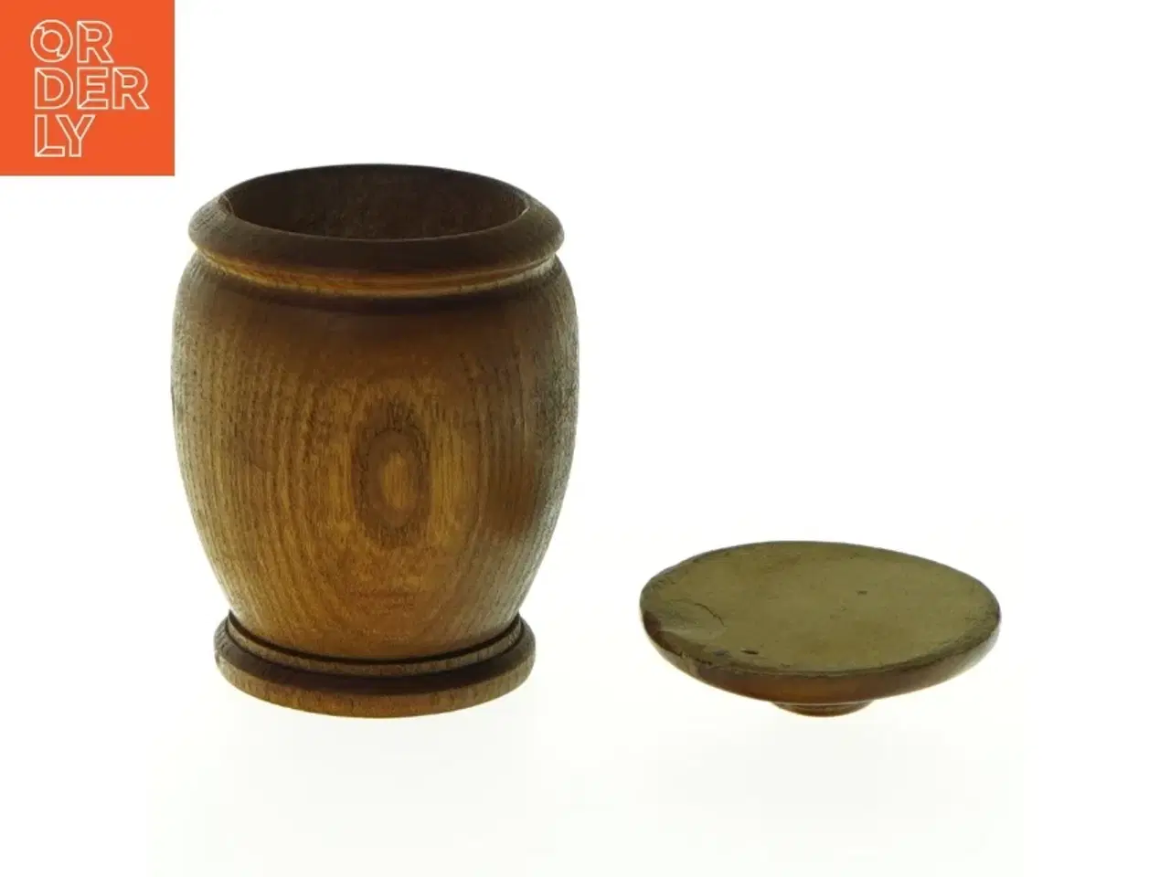 Billede 2 - Teak Træ krukke med keramik låg (str. H. 8 cm)