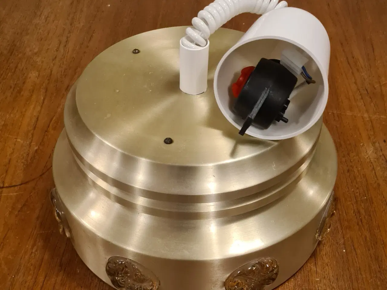 Billede 1 - Retro loftlampe i metal med glasdetaljer