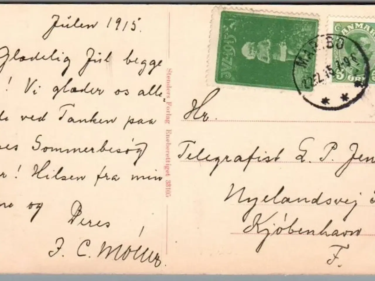 Billede 1 - Julemærke 1915 på Postkort