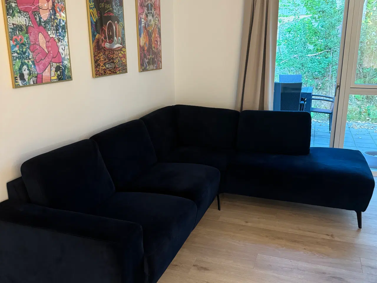 Billede 3 - Chaiselong sofa i blå velour