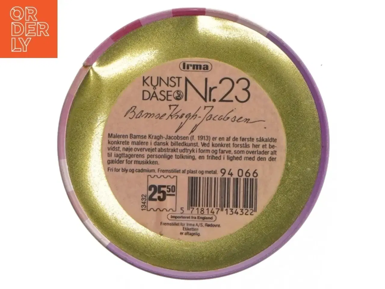 Billede 4 - Retro irma kunstdåse Opbevaringsdåse med farverigt design fra Irma (str. Ø 11,5 cm længde 15 cm)