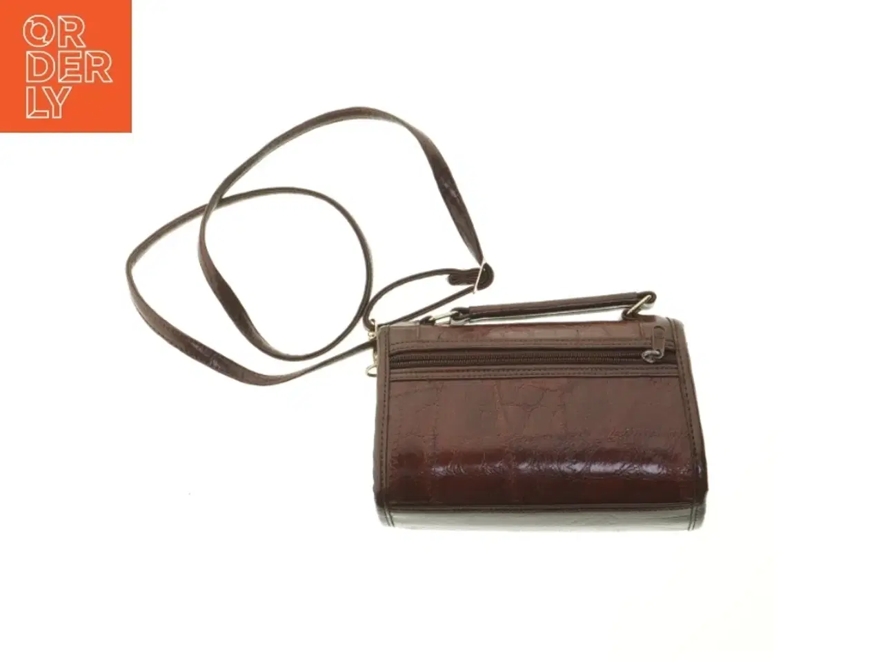 Billede 2 - Brun håndtaske med skulderrem (str. 20x14 cm)