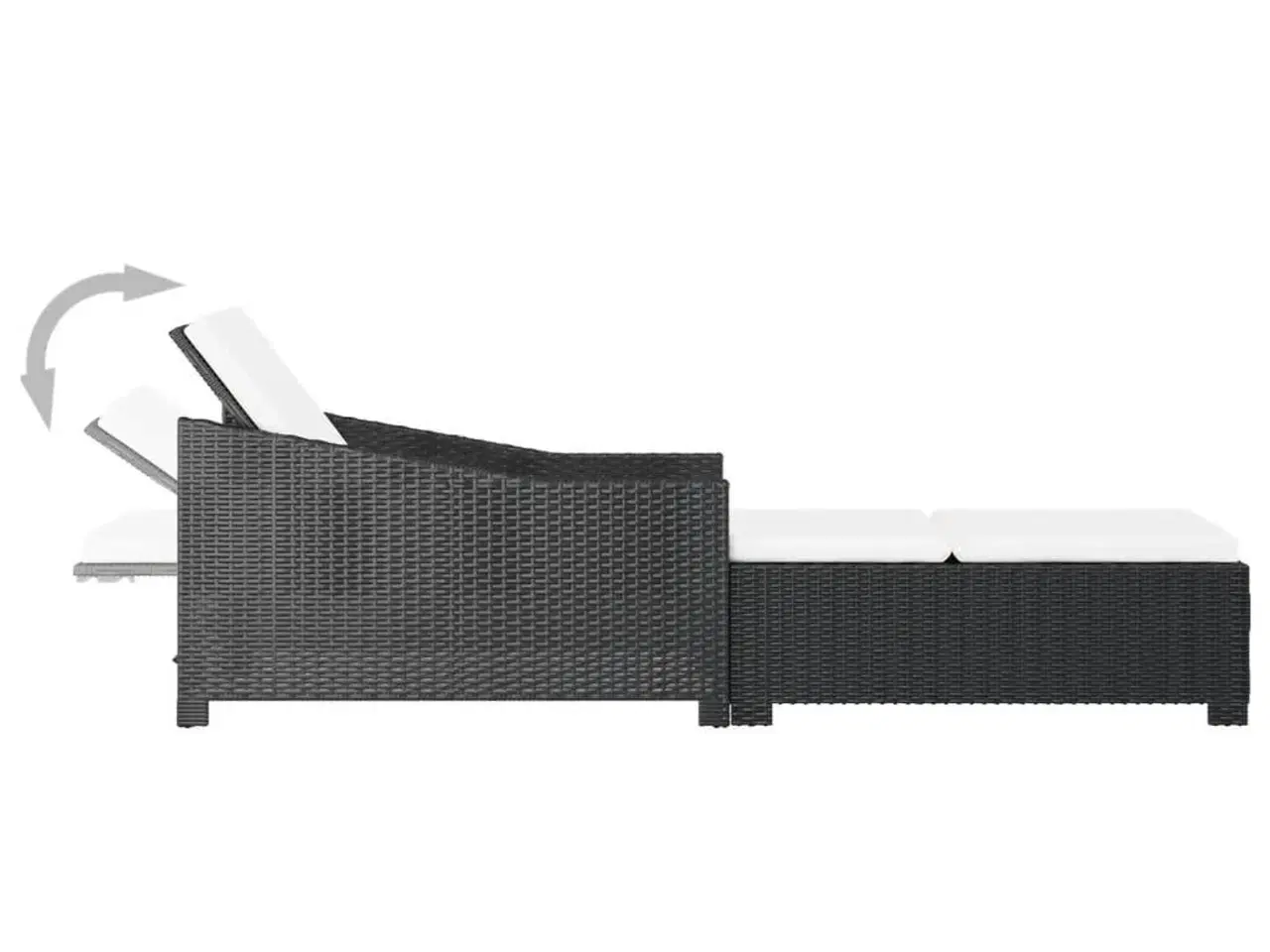 Billede 6 - Liggestol med cremefarvet hynde polyrattan sort