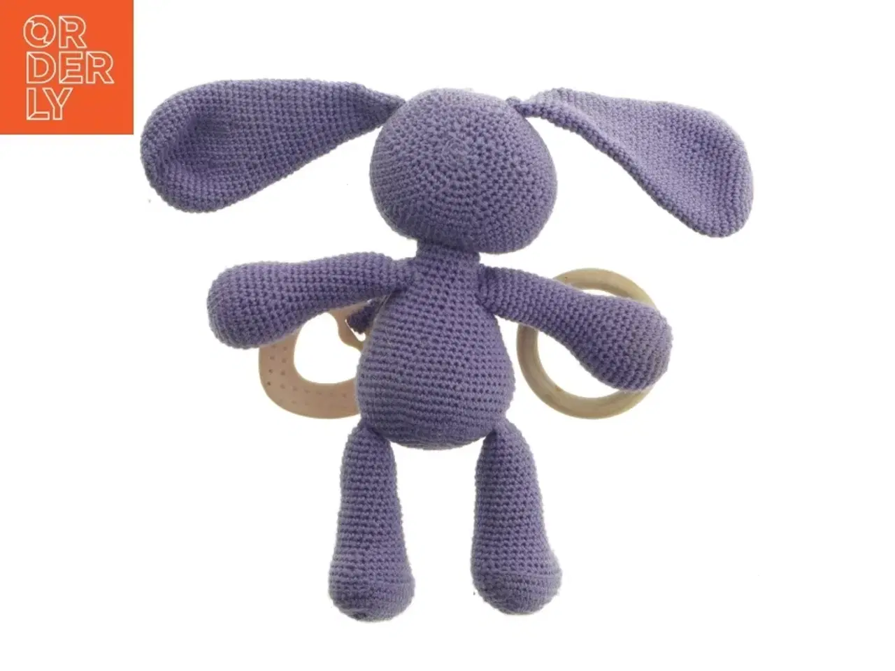 Billede 2 - Hæklet bamse med bideringe (str. 25 cm)