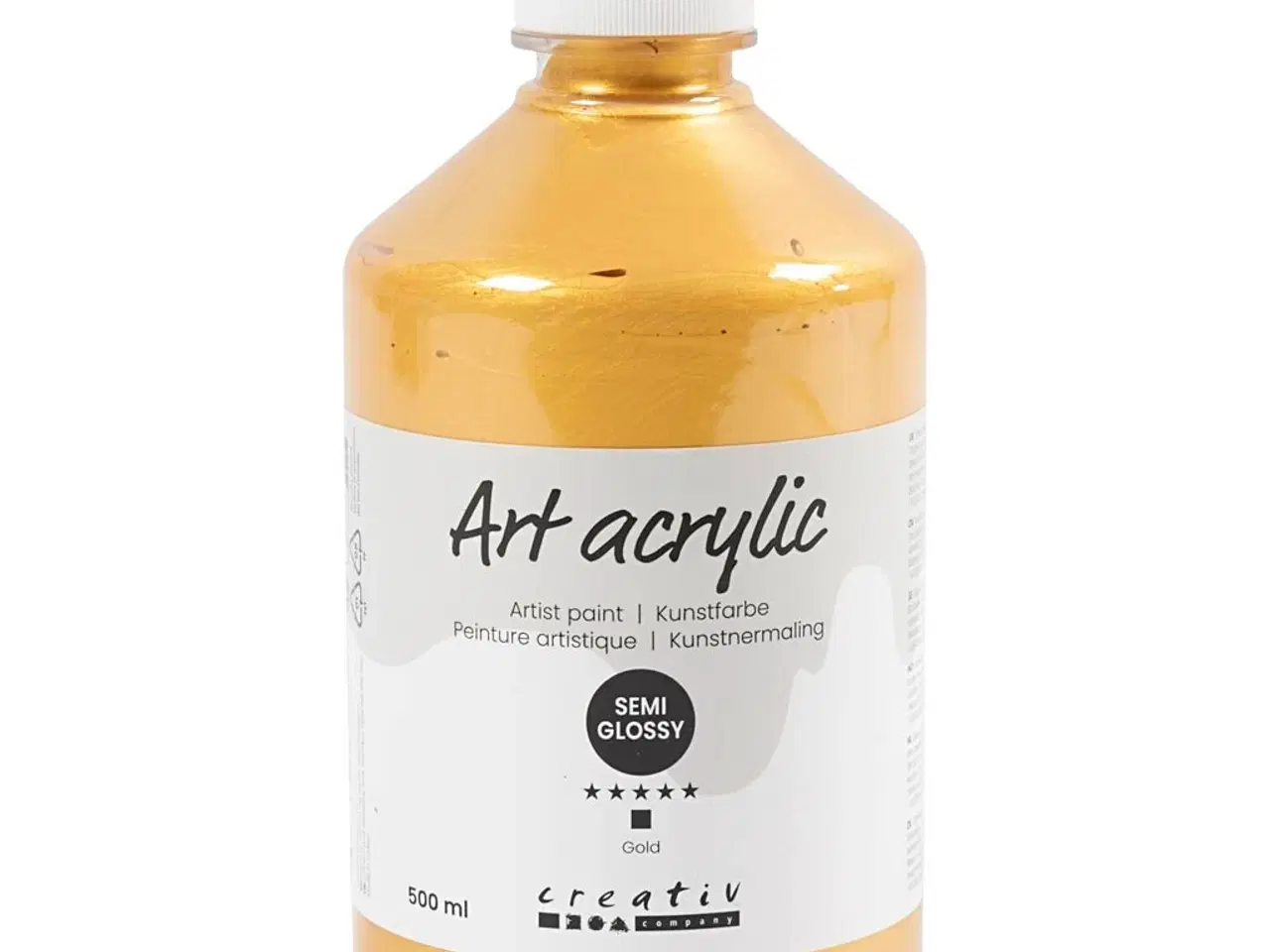 Billede 1 - Guld Akrylmaling, 500ml - Halvblank og Dækkende