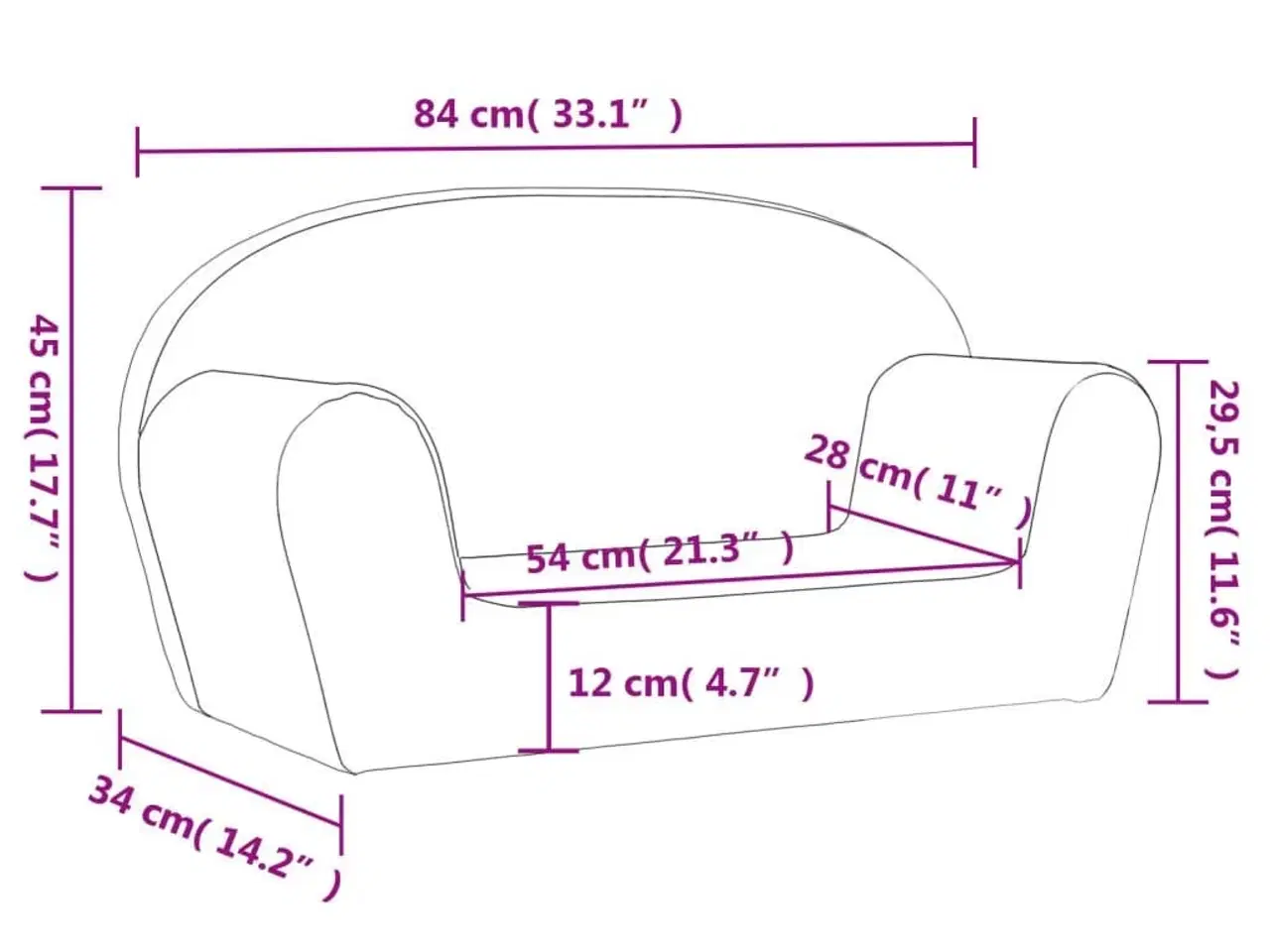 Billede 8 - 2-personers sofa til børn blødt plys lysgrå