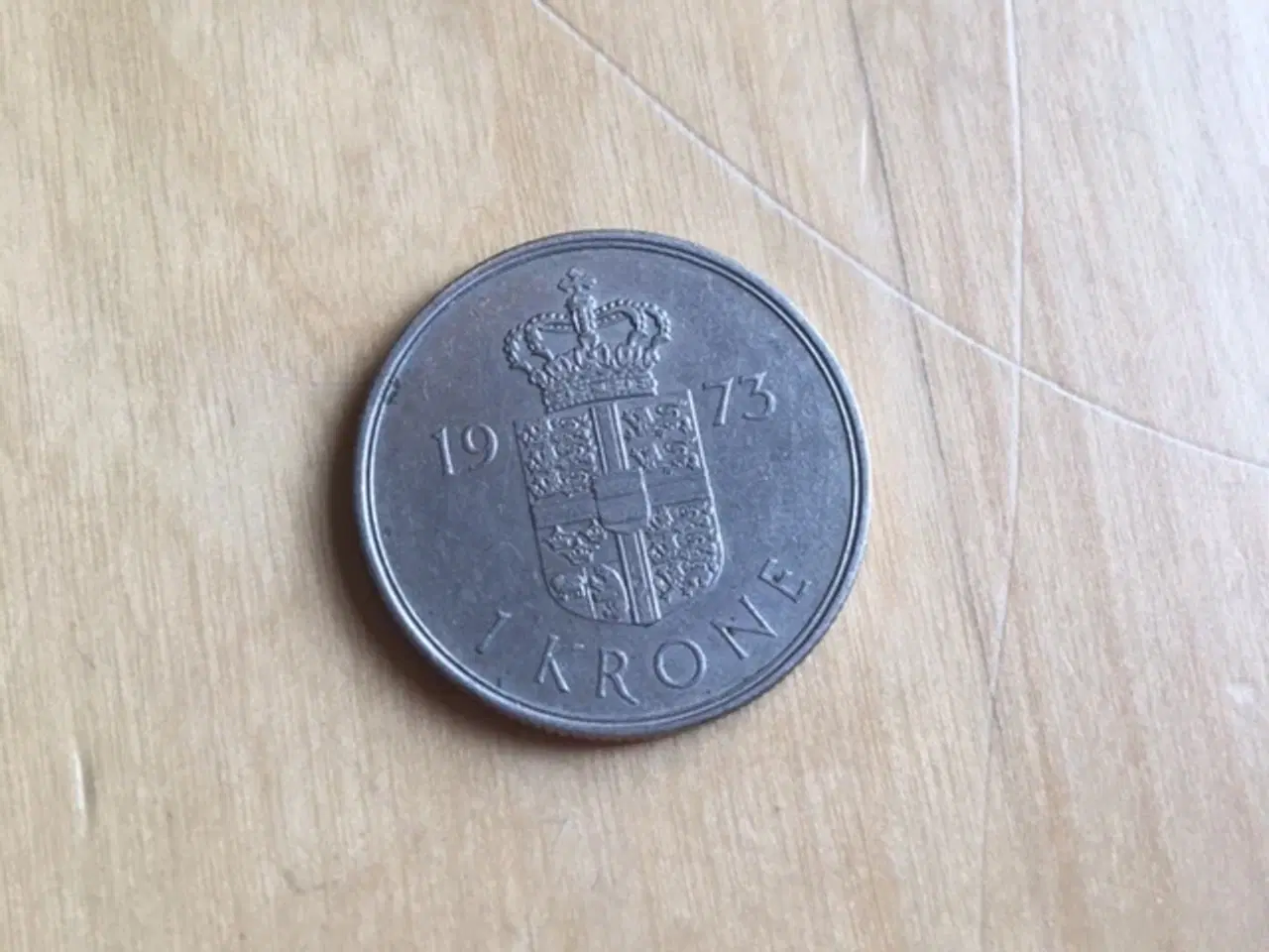 Billede 1 - gammel Dansk 1 krone fra 1973