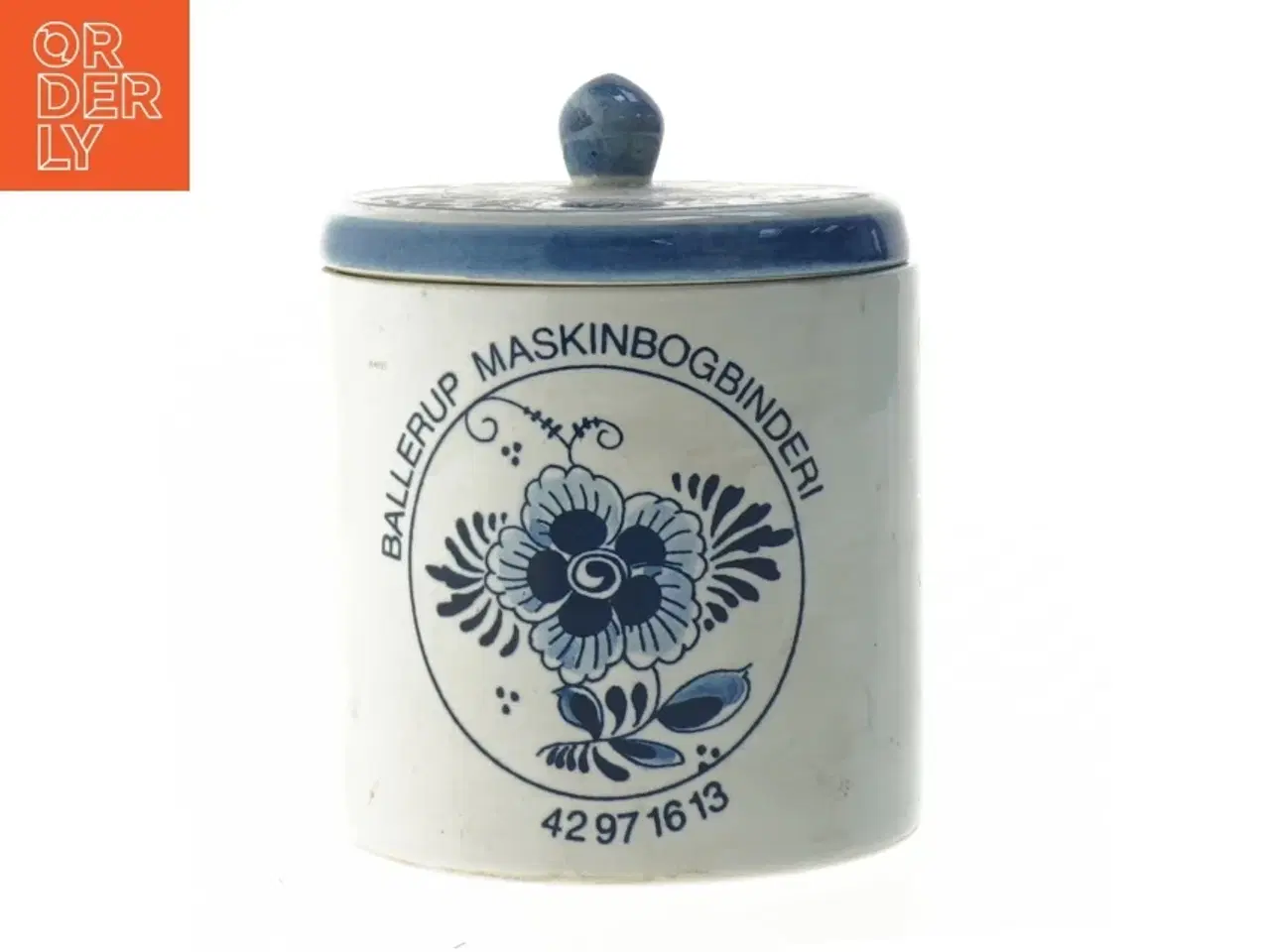 Billede 1 - Lågkrukke med motiv (str. Ø. 10,5 cm længde. 11 cm)