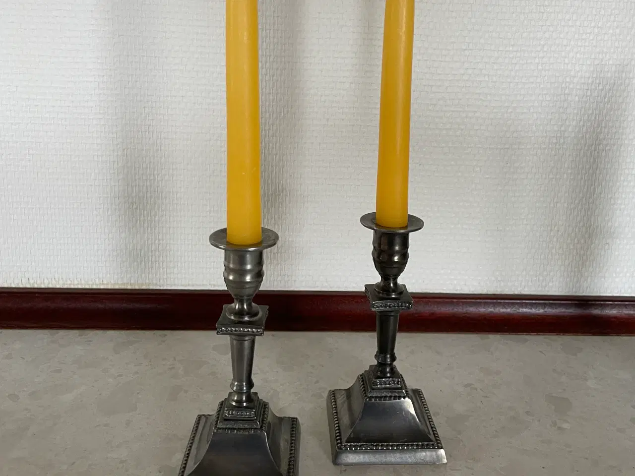 Billede 1 - Tin lysestager, 2 stk.