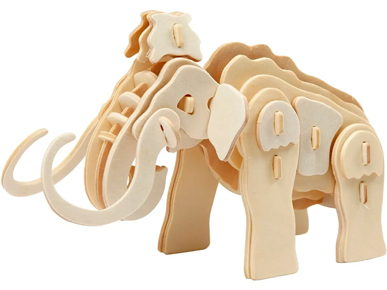 Billede 1 - 3D Konstruktionsfigur - Mammut i Træ, 19x8,5x11 cm