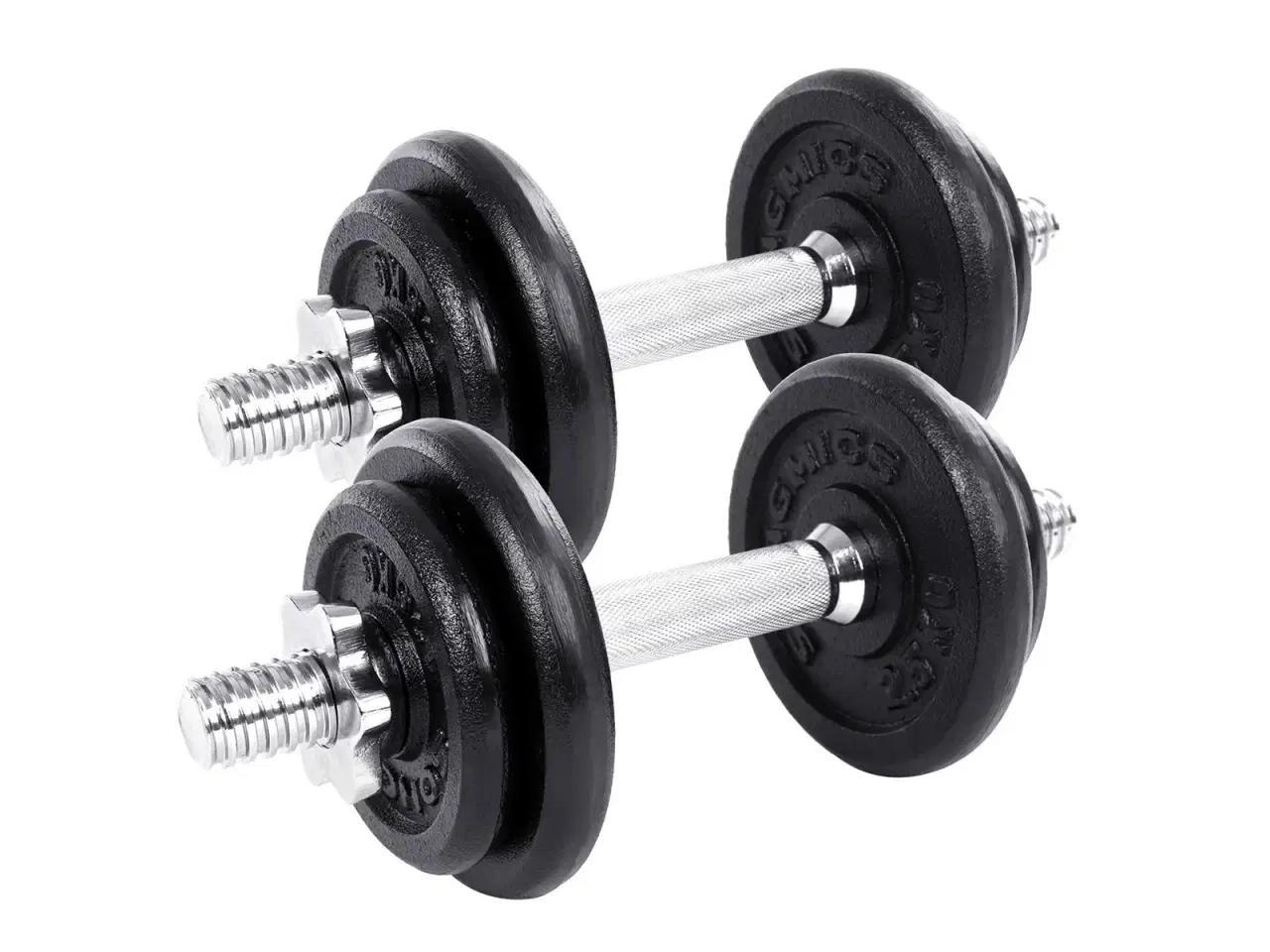 Billede 1 - Håndvægte sæt 2-i-1 – SONGMICS justerbare 2 x 10 kg med ekstra vægtstang, støbejern, sort