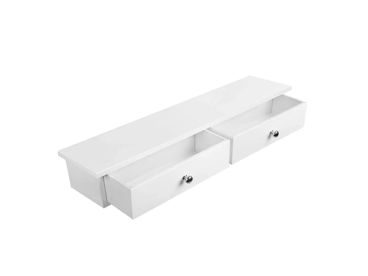 Billede 4 - Væghylde med skuffer flydende hylde, højglans, hvid, 65 × 15 × 10 cm