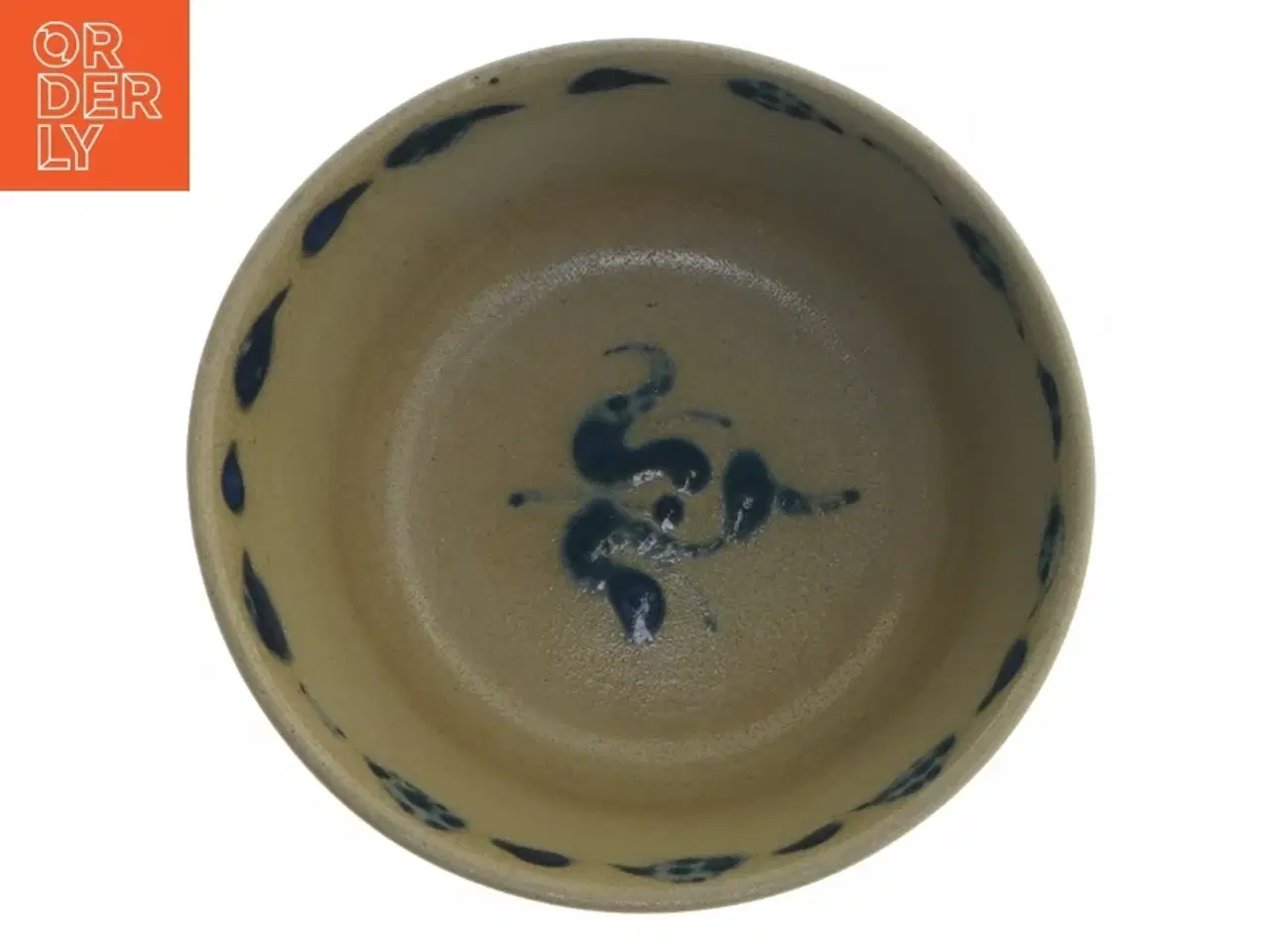 Billede 2 - Håndlavet Saltglaseret Keramikskål med blåt mønster (str. 13 x 6 cm)