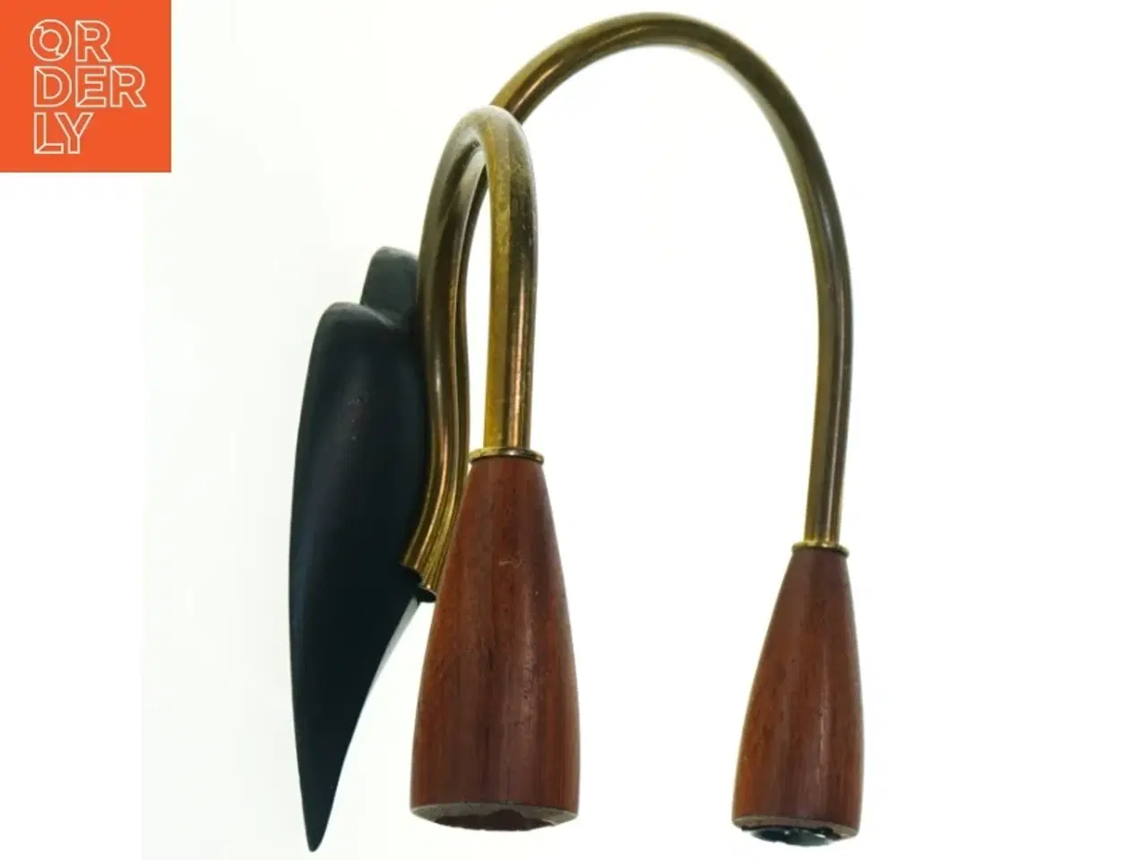 Billede 2 - Vintage Væglampe i messing og Teak træ (str. 22,5x21 cm)