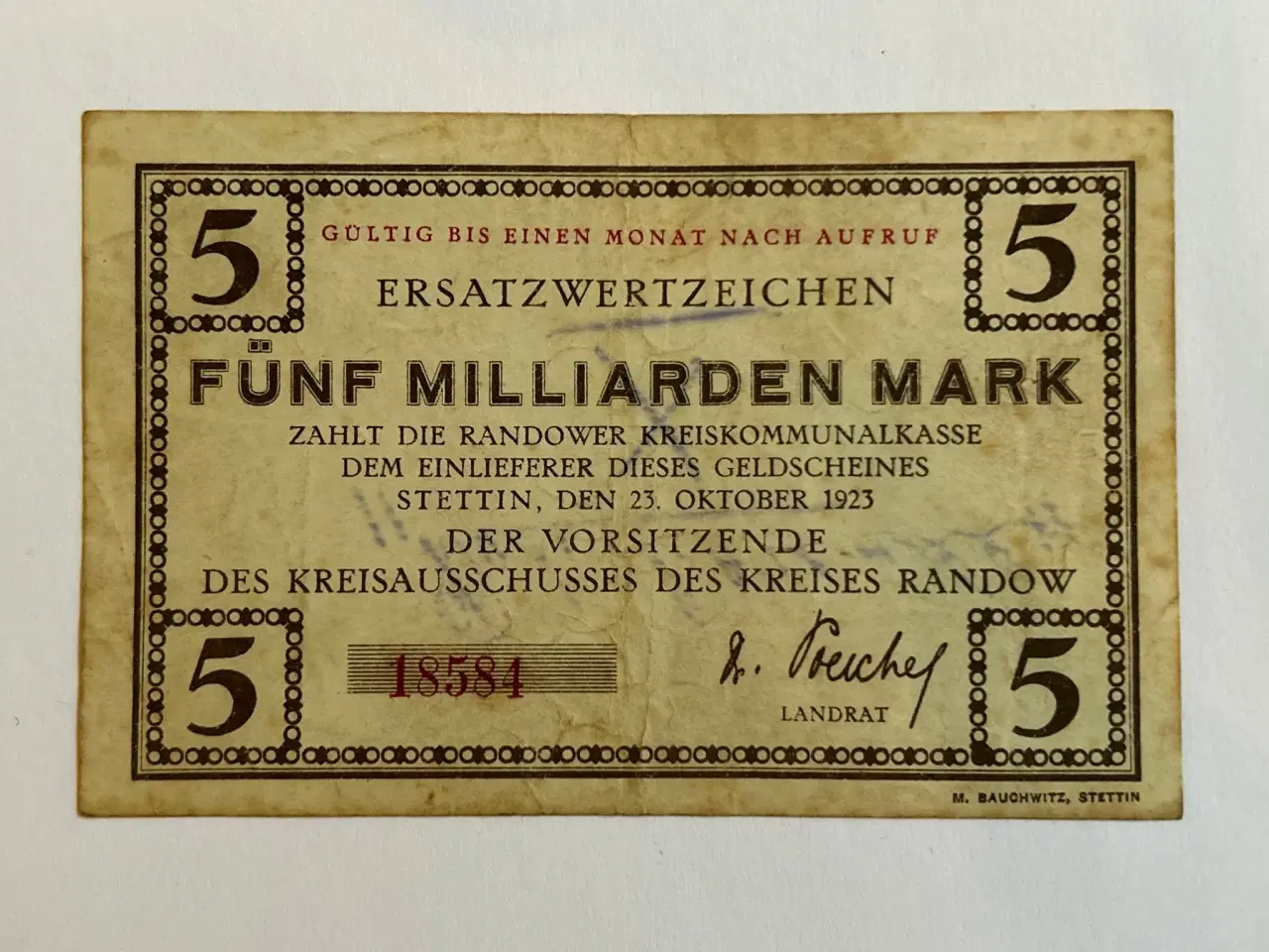 Billede 1 - 5 Milliarden Mark 1923 Germany