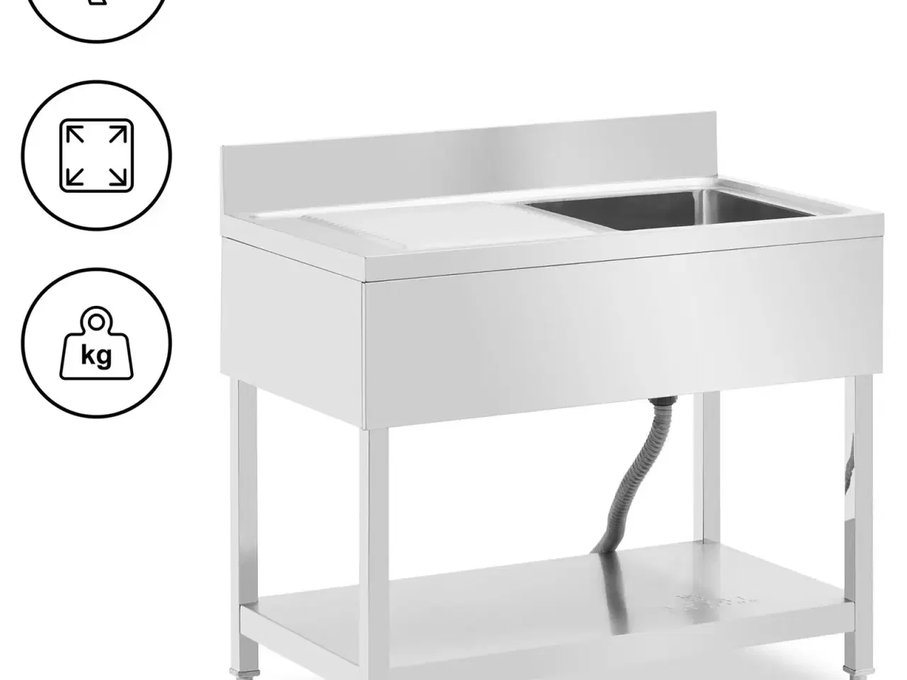 Billede 1 - Stålvask med Drypbakke og Underhylde