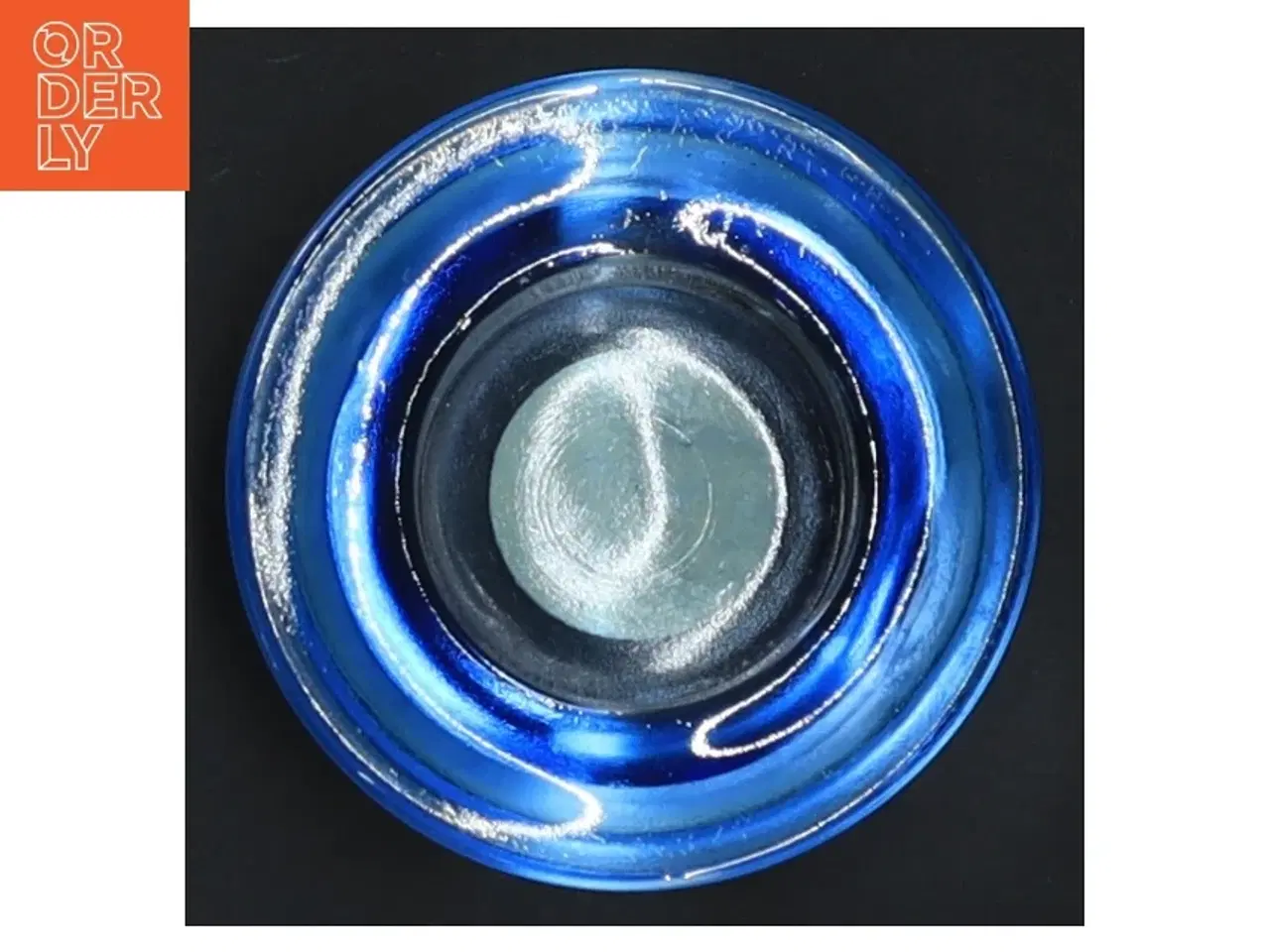 Billede 3 - Blå glas fyrfadslysestage (str. Ø 8 cm)