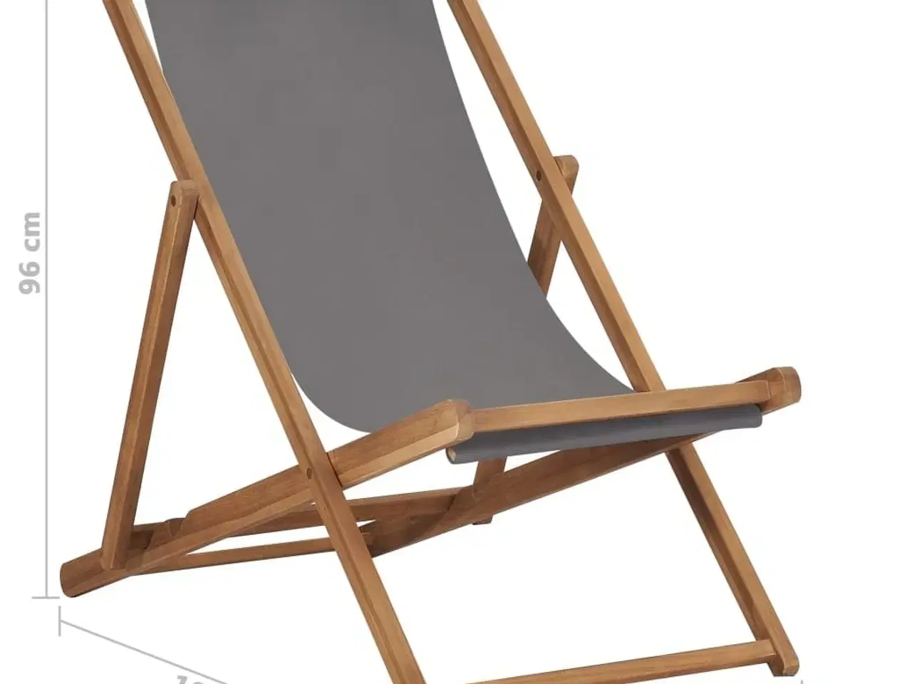 Billede 8 - Foldbar strandstol massivt teaktræ grå