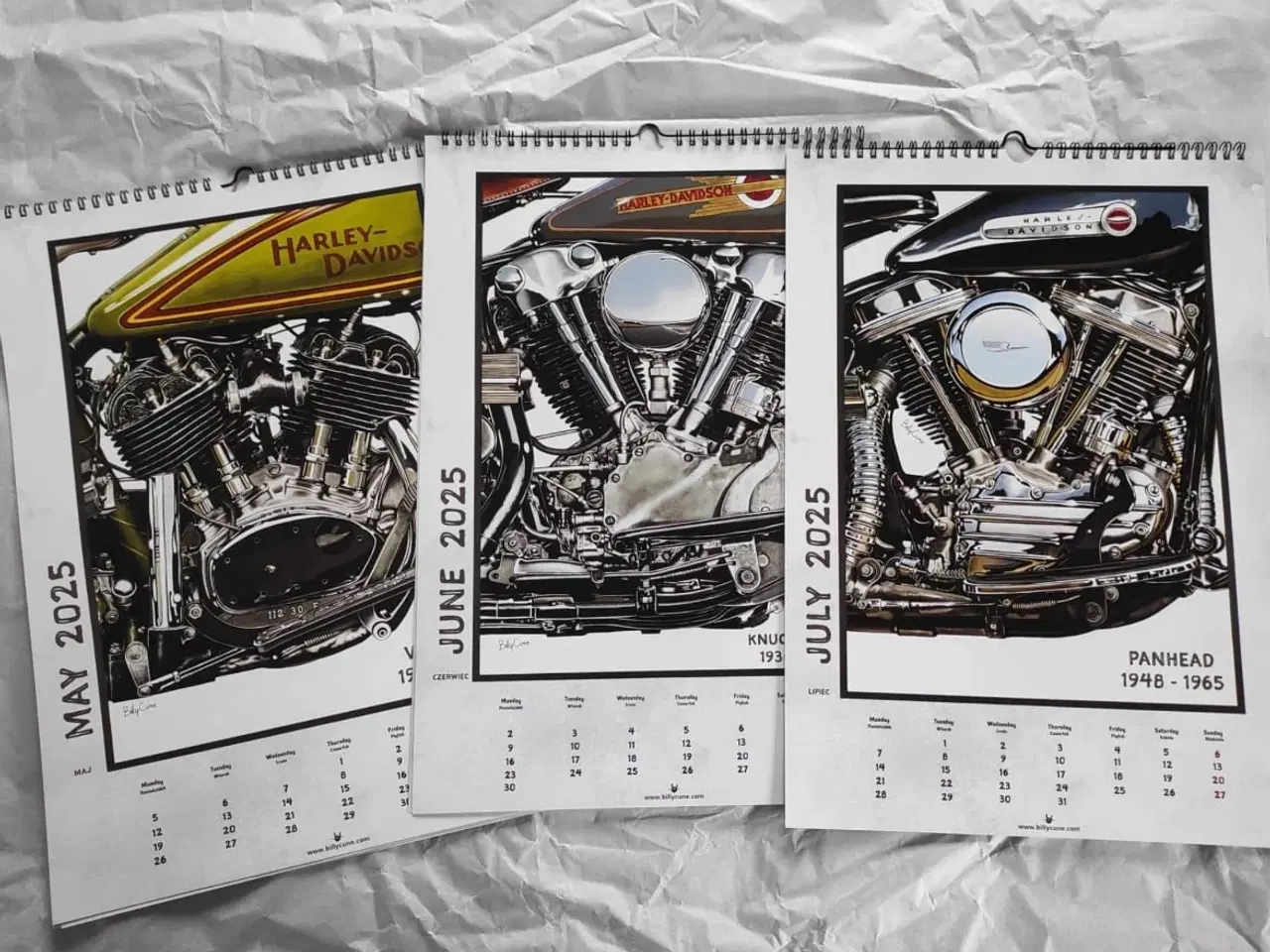 Billede 2 - 2025 kalender med Harley motor