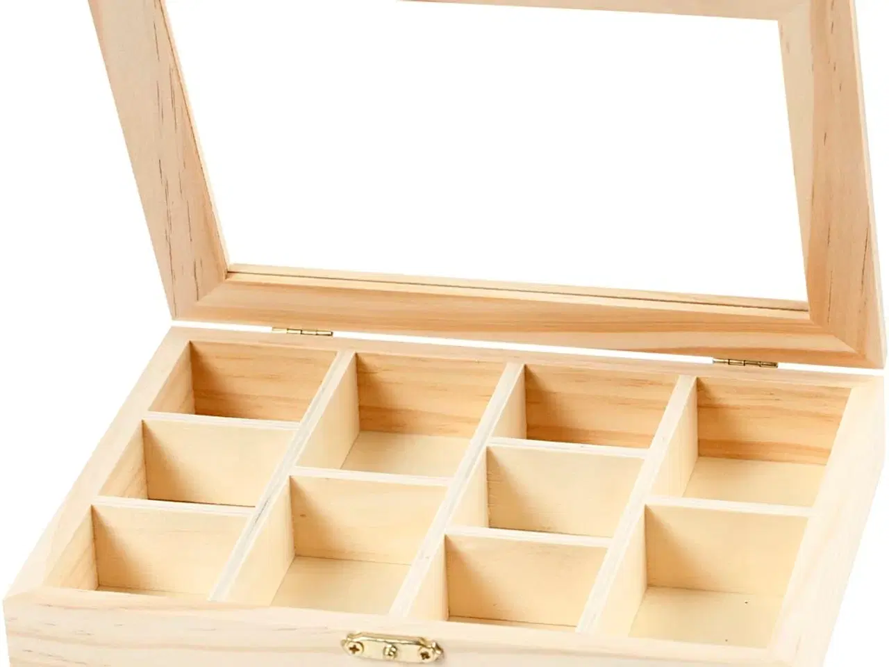 Billede 1 - Elegant trææske med glaslåg og 10 rum