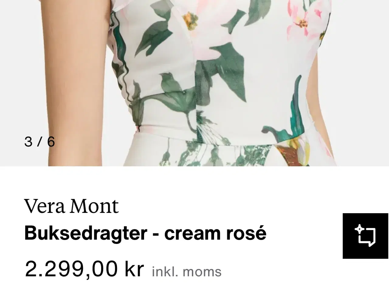 Billede 5 - Blomstret buksedragt med slæb