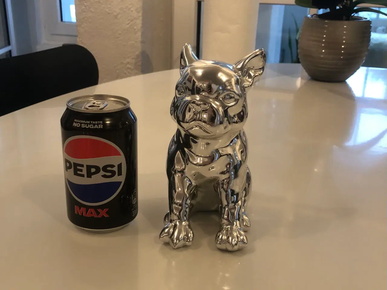 Billede 1 - Sparebøsse Hund sølvfarvet bulldog