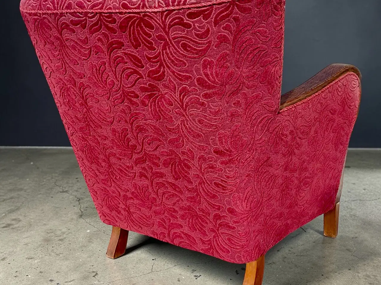 Billede 7 - Dansk snedkermester lænestol rød velour 1940’erne