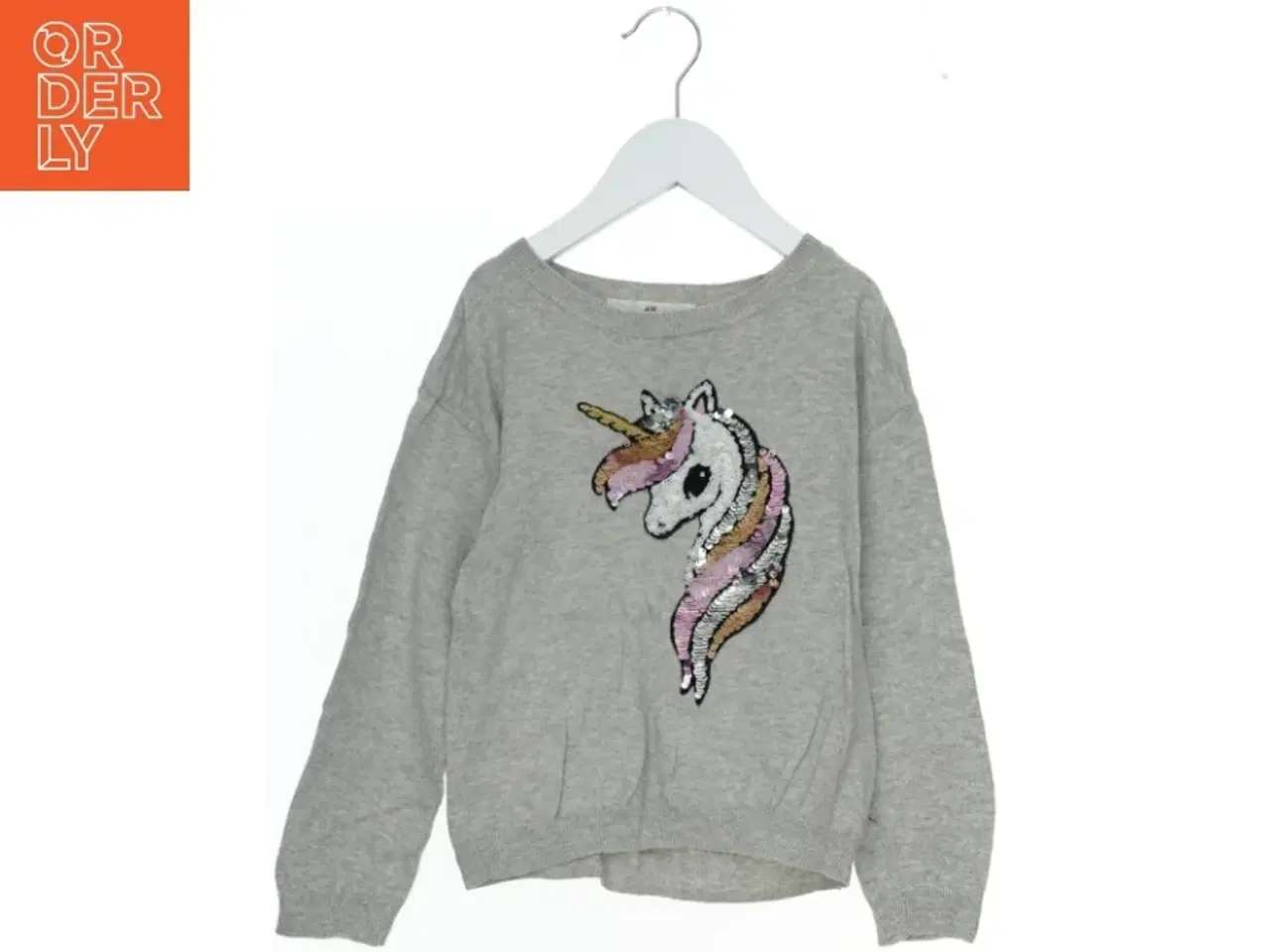Billede 1 - Grå sweatshirt med enhjørning design fra H&M (str. 110)