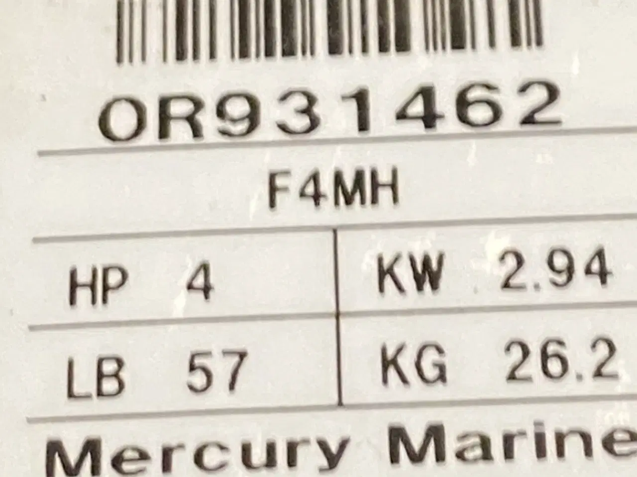 Billede 1 - Mercury 4 hk kort ben påhængsmotor 