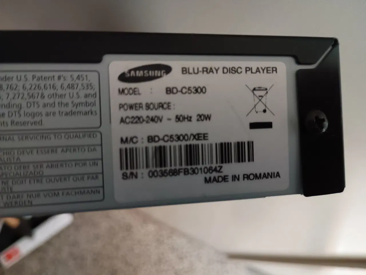 Billede 7 - Samsung Bluray. Mangler fjernbetjeningen.