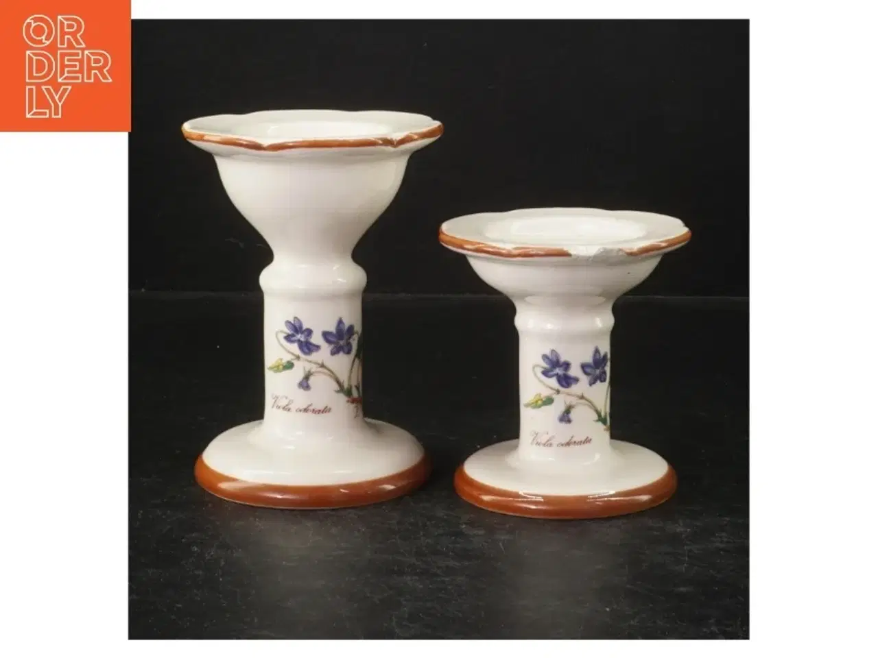 Billede 2 - Sæt af to dekorerede lysestager fra Horishin Potteries (str. 13 cm. og 9 cm)