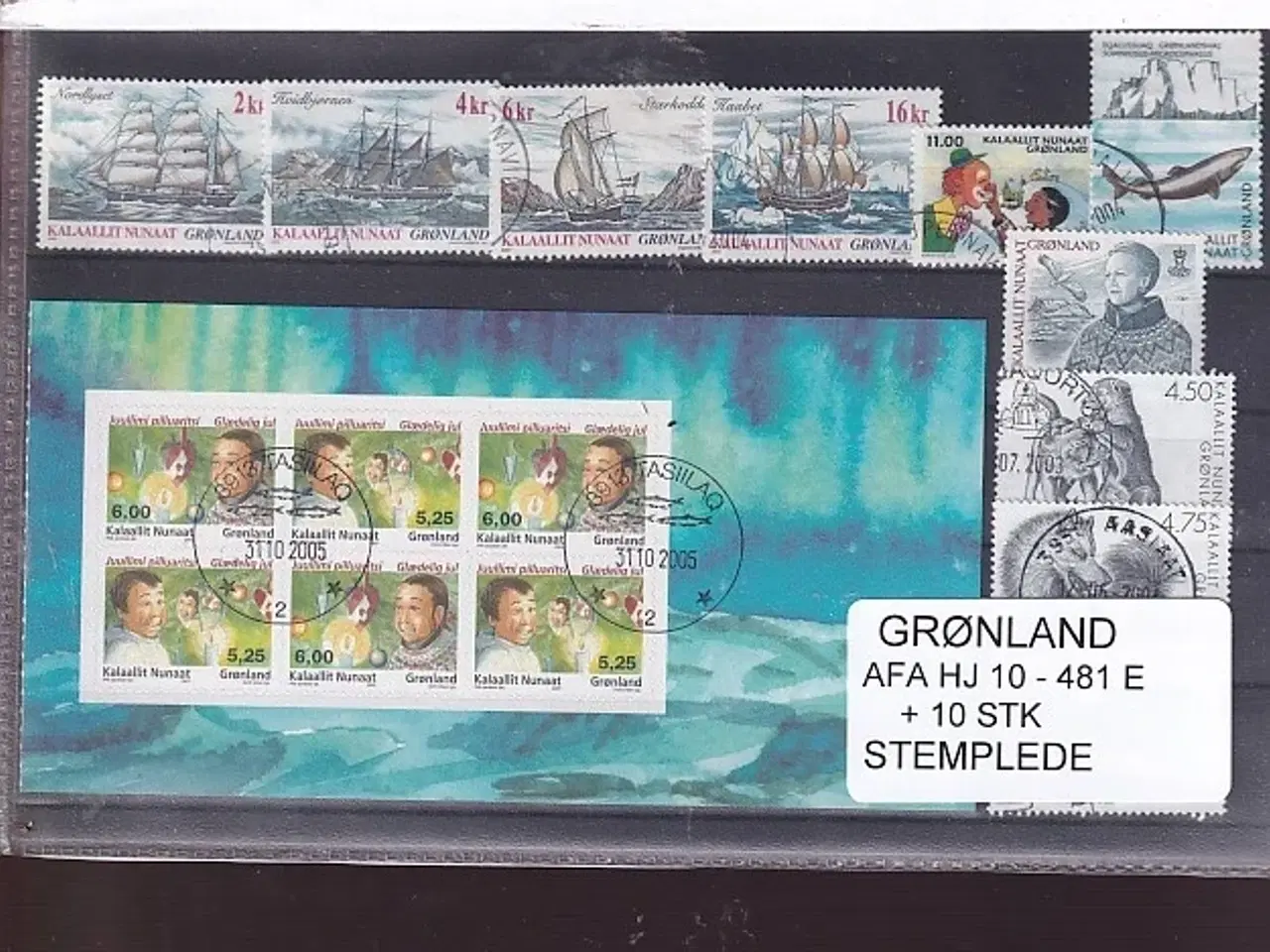 Billede 1 - Grønland - Hæfteblokke AFA HJ - 481 E + 10 stk. - Stemplet