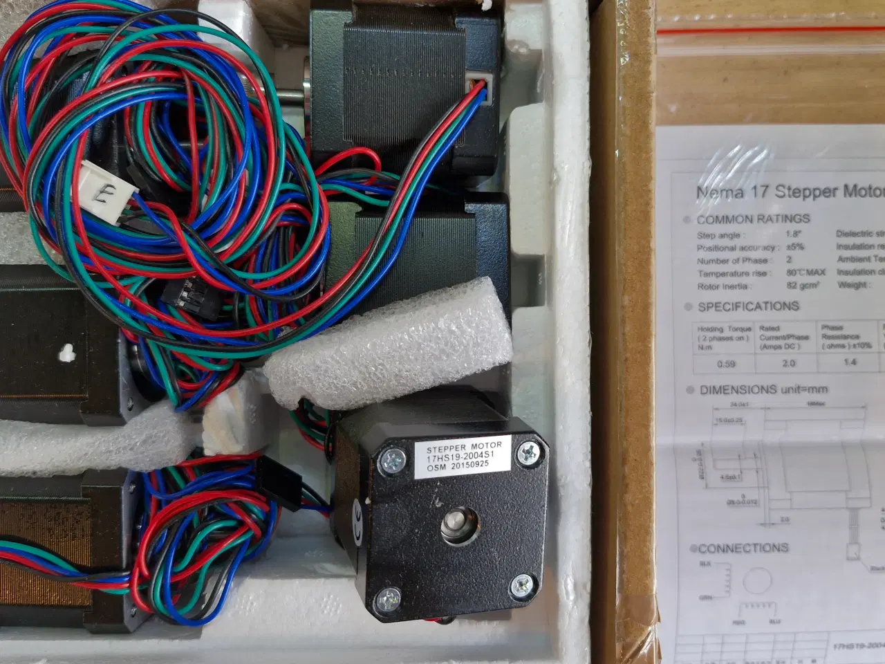Billede 1 - Nema 17 stepmotorer (6 stk.) med stik