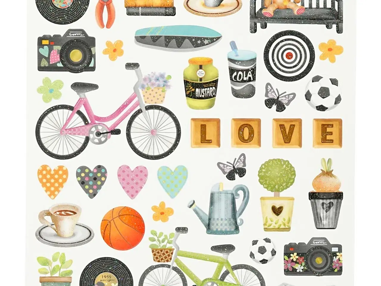 Billede 1 - Stickers, fritid, ark 15x16,5 cm, 1 ark