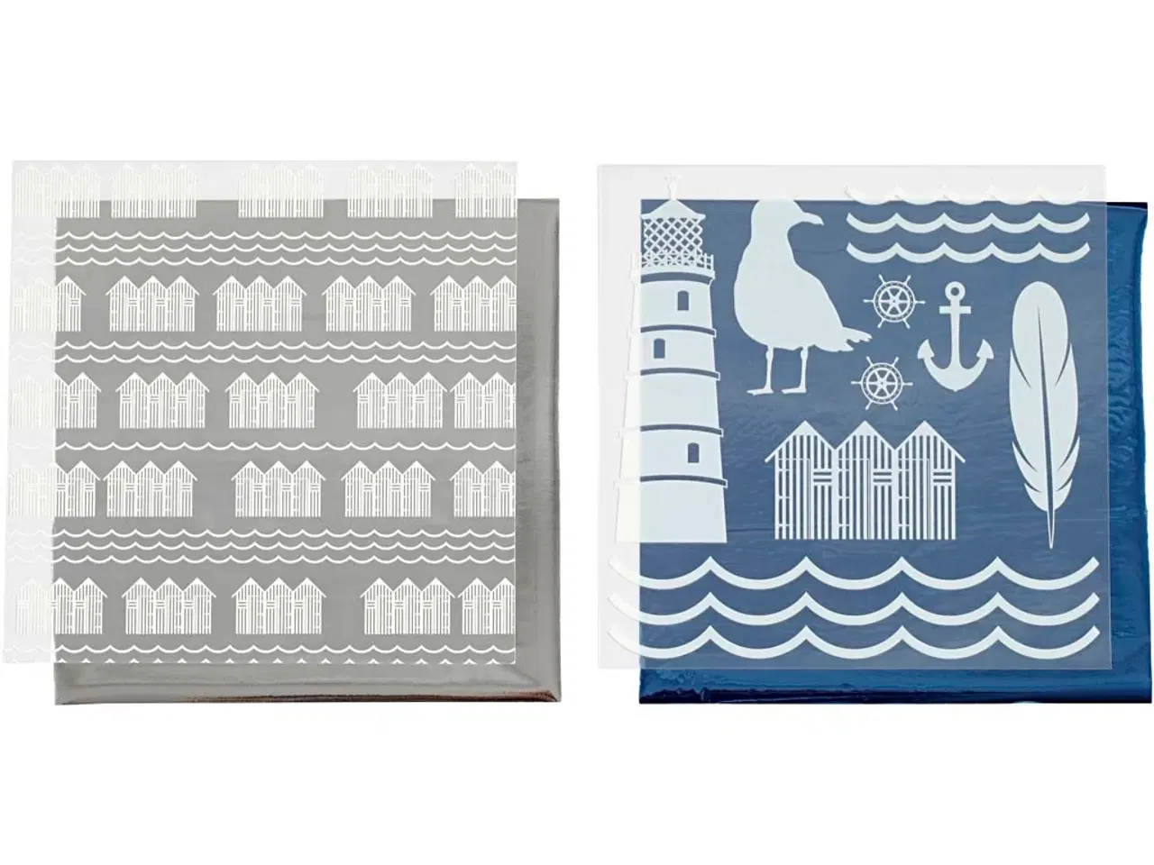 Billede 1 - Dekorationsfolie og design limark, fyrtårn, ark 15x15 cm, blå, sølv, 2x2ark/ 1 pk.