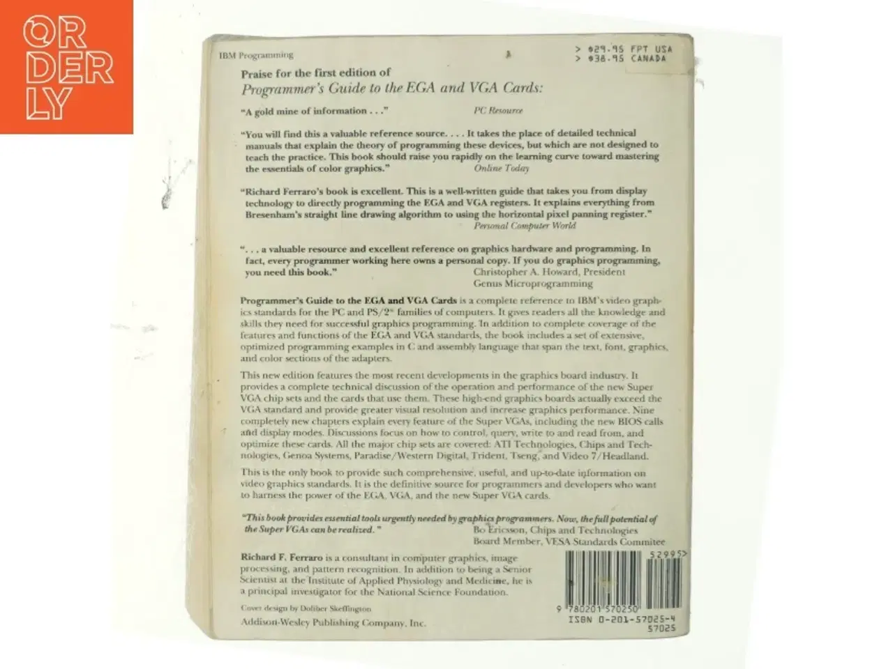 Billede 3 - Programmer&#39;s guide to the EGA and VGA cards af Richard F. Ferraro (Bog)