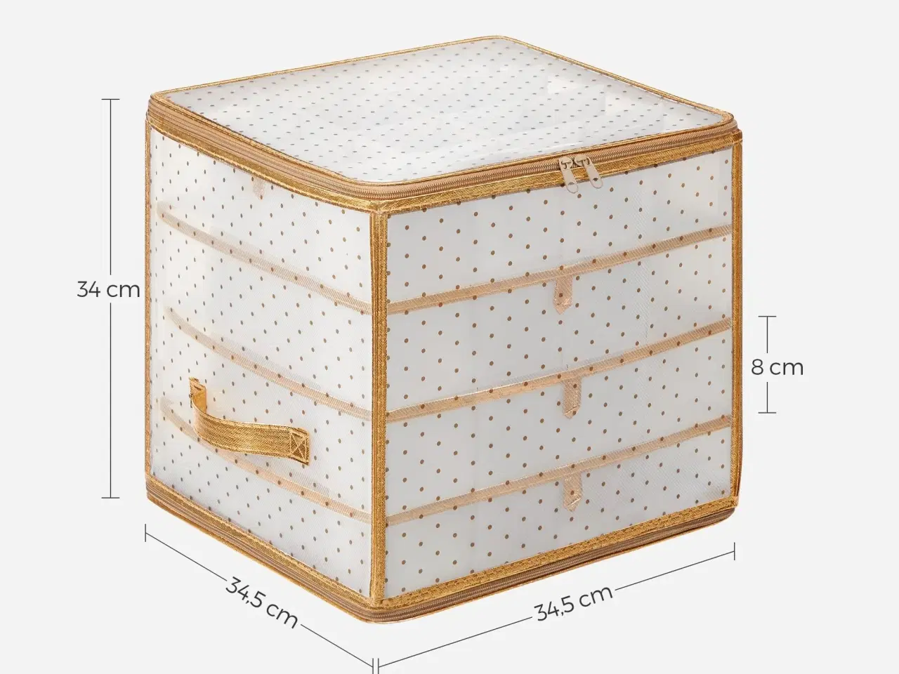 Billede 6 - Julekugle opbevaringsbokse 2 stk., halvtransparente med gulddetaljer, 128 rum, aftagelige rumdelere, RFB029A02